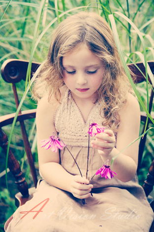 Cassie with flower petals- Stamford illustrative children photography
