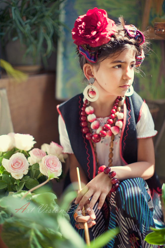 Themed children's photography session in Stamford, CT - Frida Kahlo inspiration shoot