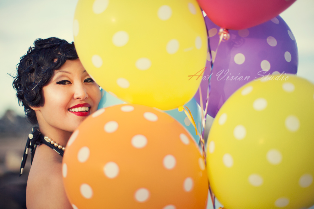 Stamford, CT creative portrait photographer - Portrait of a woman with balloons