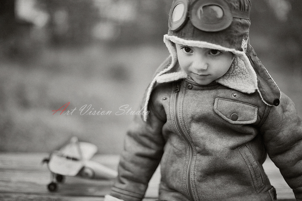 Stamford, CT creative toddler portraits photographer - Vintage aviator styled photo session for a boy in Stamford, CT 