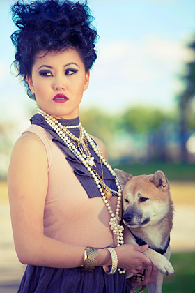 Fashion photoshoot - Posing with the dog