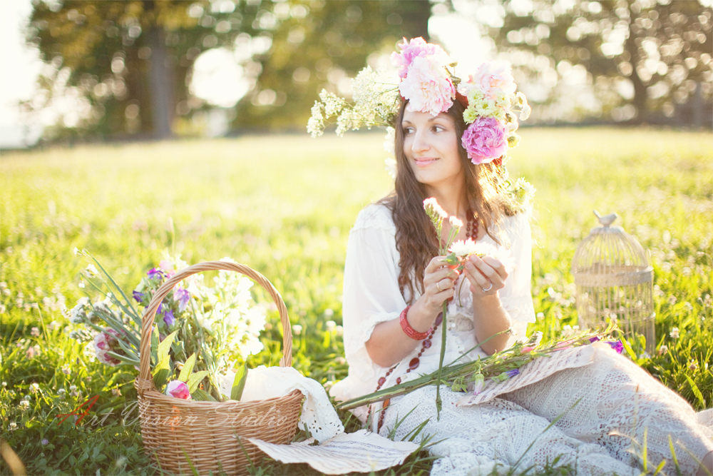 Portrait of a girl wearing flower wreath - Themed portraiture photography in Fairfield County