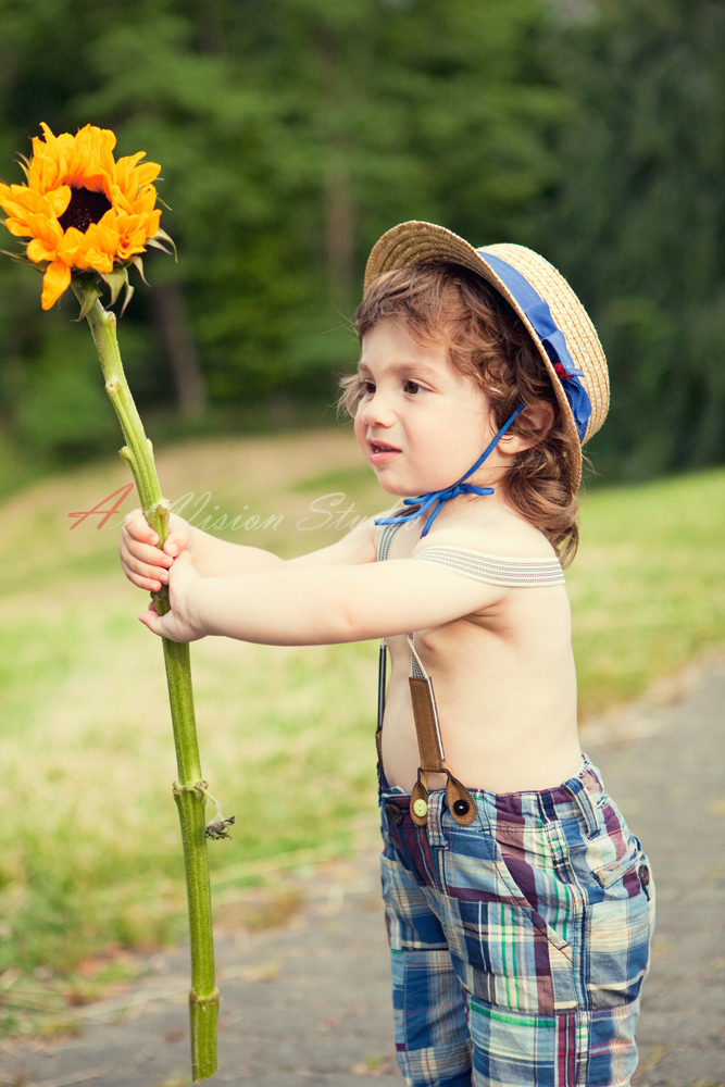 - Toffler photographer in Stamford, CT - Toddler boy with sunflowers