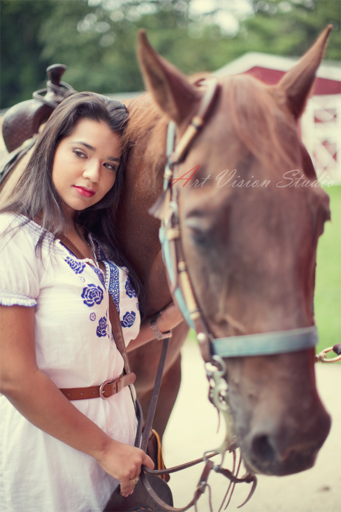  Stamford,CT portrait photographer - Mexican girl wearing a traditional mexican dress at the barn 
