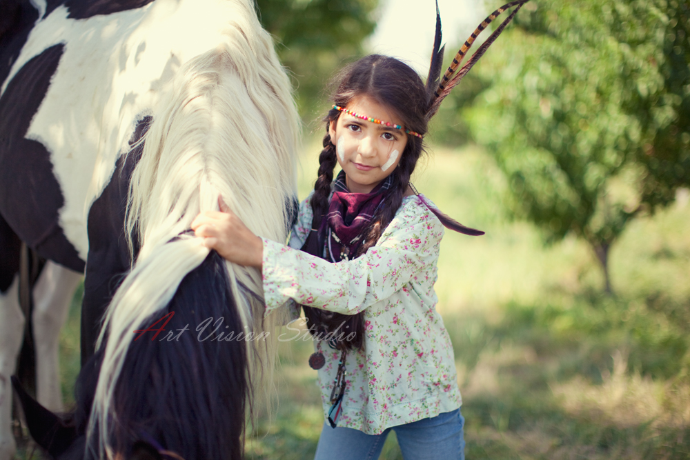 Darien CT child photographer - Themed American Indian photo shoot for a girl