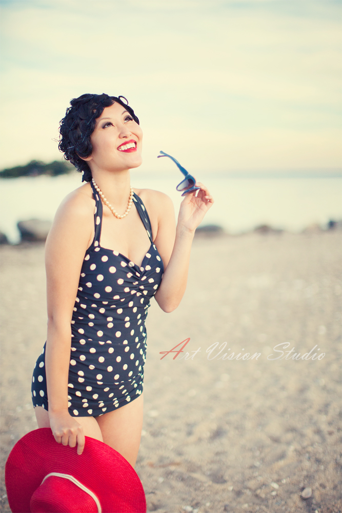 1950s inspired beach fashion photography in Greenwich, CT - Greenwich, CT portrait photographer