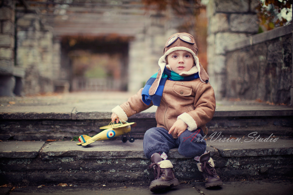  Greenwich, CT toddler portrait photographer -Vintage aviator inspired photo session in CT