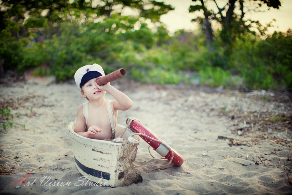  Kids themed photography in CT - A sailor boy in a boat