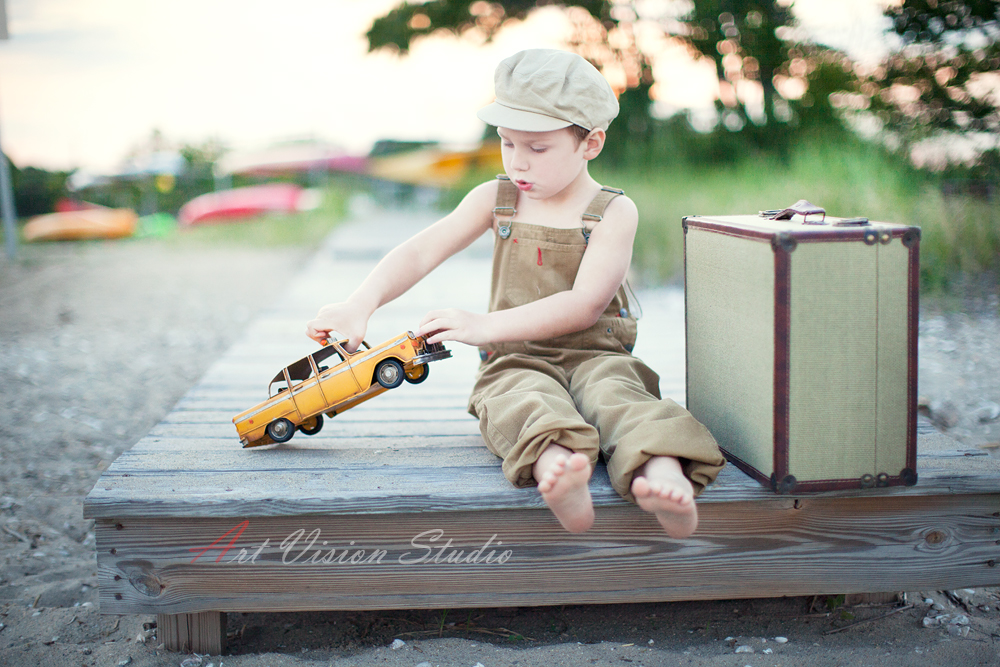 Retro styled photography session for a boy -Themed kids photographer