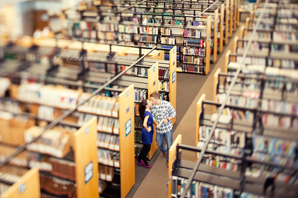 Library themed engagement photo shoot - Stamford, CT engagement photographer